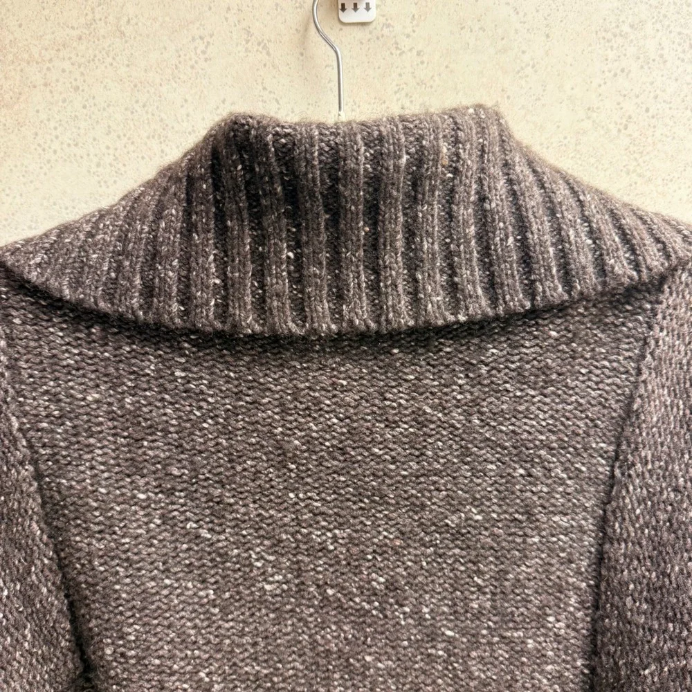 J. Crew Cardigan Sz‎ L Womens Brown Wool Blend  Belted Cozy Shawl Collar Sweater